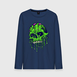 Лонгслив хлопковый мужской Green skull, цвет: тёмно-синий