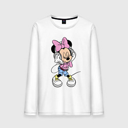 Лонгслив хлопковый мужской Minnie Mouse in music, цвет: белый