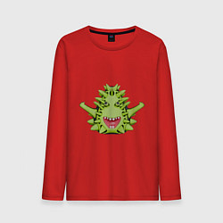 Мужской лонгслив Cartoon monster with spikes green