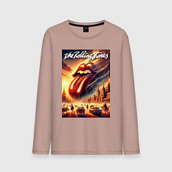 Лонгслив хлопковый мужской Logo of the Rollings Stones, цвет: пыльно-розовый