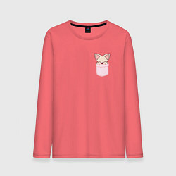 Лонгслив хлопковый мужской FoxINy in pocket, цвет: коралловый