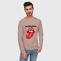 Лонгслив хлопковый мужской Rolling Stones - logo, цвет: пыльно-розовый — фото 2