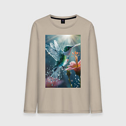 Мужской лонгслив Колибри летает у цветка