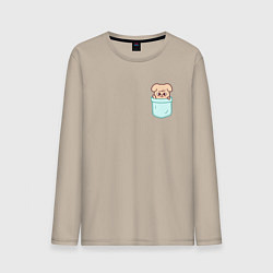 Лонгслив хлопковый мужской PuppyM in pocket, цвет: миндальный