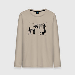 Лонгслив хлопковый мужской Banksy zebra, цвет: миндальный
