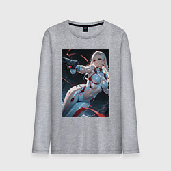 Лонгслив хлопковый мужской Девушка-наемница, цвет: меланж