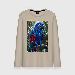 Лонгслив хлопковый мужской Попугай из драгоценных камней, цвет: миндальный