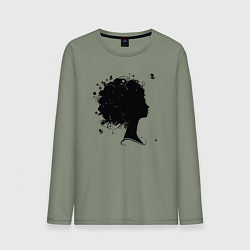 Лонгслив хлопковый мужской Girl flowers, цвет: авокадо