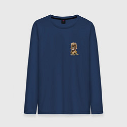 Лонгслив хлопковый мужской Обезьянка, цвет: тёмно-синий