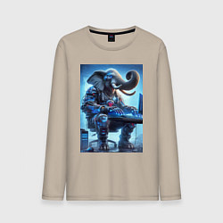 Лонгслив хлопковый мужской Слоняра киберспортсмен - киберпанк, цвет: миндальный