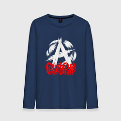 Лонгслив хлопковый мужской Анархия логотип Сектор газа, цвет: тёмно-синий