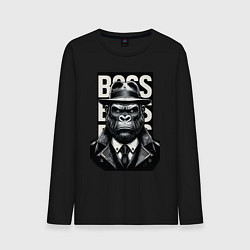 Лонгслив хлопковый мужской Босс в очках, цвет: черный