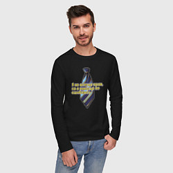 Лонгслив хлопковый мужской Я никогда не ошибаюсь, цвет: черный — фото 2