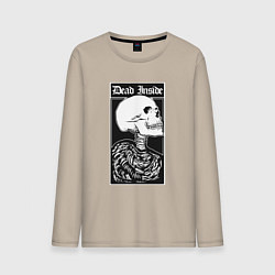 Лонгслив хлопковый мужской Мёртв внутри, цвет: миндальный