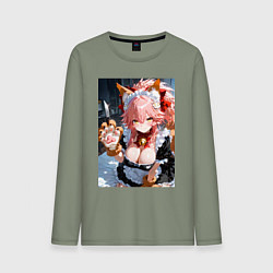 Лонгслив хлопковый мужской Фейт Тамамо в костюме горничной, цвет: авокадо