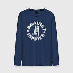 Лонгслив хлопковый мужской Против хиппи, цвет: тёмно-синий