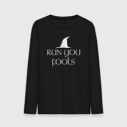 Лонгслив хлопковый мужской Run you fools The lord of the rings, цвет: черный