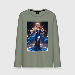 Мужской лонгслив Девушка в вечернем платье играет на скрипке