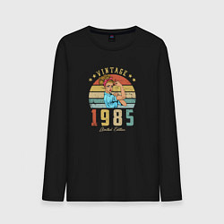 Лонгслив хлопковый мужской Винтаж 1985, цвет: черный