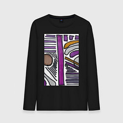 Лонгслив хлопковый мужской Фиолетовая композиция, цвет: черный