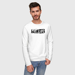 Лонгслив хлопковый мужской Blink 182 трафарет черный, цвет: белый — фото 2