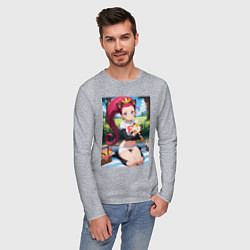 Лонгслив хлопковый мужской Джесси и Мяут на пикнике, цвет: меланж — фото 2