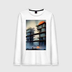 Лонгслив хлопковый мужской Архитектурный скелет, цвет: белый