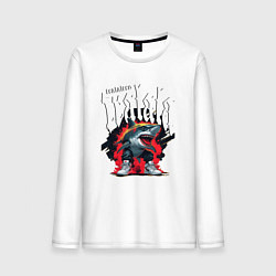 Лонгслив хлопковый мужской Итальянские мемы акула в кроссовках, цвет: белый