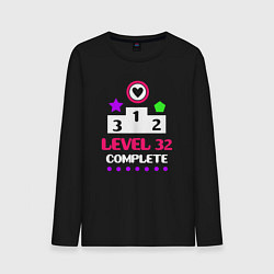 Лонгслив хлопковый мужской 32 уровень пройден, цвет: черный