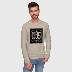Лонгслив хлопковый мужской Готический стиль 1995, цвет: миндальный — фото 2