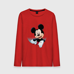 Лонгслив хлопковый мужской Микки маус-, цвет: красный