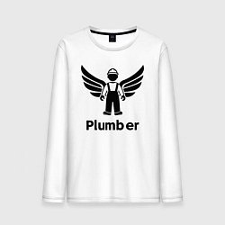 Лонгслив хлопковый мужской Крылатый сантехник, цвет: белый