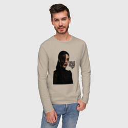 Лонгслив хлопковый мужской Билли Айлиш гот, цвет: миндальный — фото 2