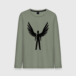 Лонгслив хлопковый мужской Крылатый строитель, цвет: авокадо