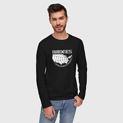 Лонгслив хлопковый мужской Bridges logo, цвет: черный — фото 2