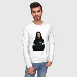 Лонгслив хлопковый мужской Bones спортивный стиль, цвет: белый — фото 2