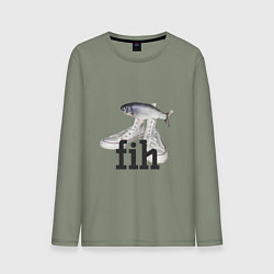 Мужской лонгслив Fih - мем с рыбой в кедах