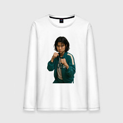 Лонгслив хлопковый мужской Игрок 067 в стойке бойца, цвет: белый