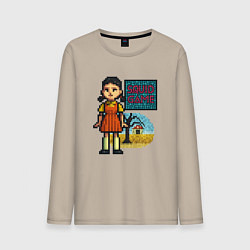 Мужской лонгслив Пиксельная кукла - Игра в кальмара