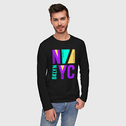 Лонгслив хлопковый мужской Районы в городе Нью-Йорк, цвет: черный — фото 2