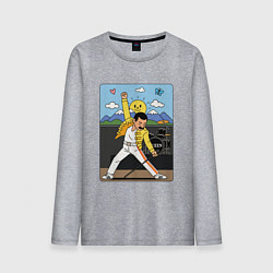 Лонгслив хлопковый мужской Фредди Меркьюри мультяшный стиль, цвет: меланж