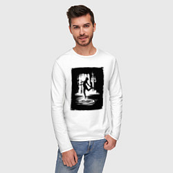 Лонгслив хлопковый мужской Прыжок в воду городской, цвет: белый — фото 2