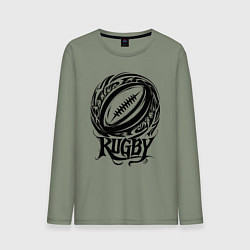Лонгслив хлопковый мужской Регби орнамент, цвет: авокадо