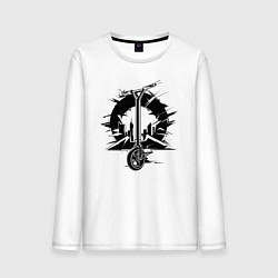 Лонгслив хлопковый мужской Самокат энергия города, цвет: белый