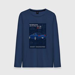 Мужской лонгслив Nissan Skyline GT-R R34 легенда JDM