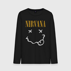 Лонгслив хлопковый мужской Нирвана рок музыка, цвет: черный