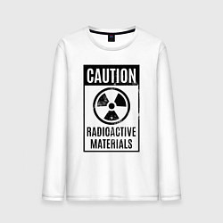 Лонгслив хлопковый мужской Осторожно - радиоактивные материалы, цвет: белый