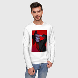 Лонгслив хлопковый мужской Джину, Saja Boys, цвет: белый — фото 2