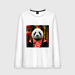 Лонгслив хлопковый мужской Императорская панда, цвет: белый