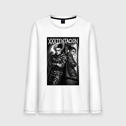 Лонгслив хлопковый мужской XXXTentacion у зеркала, цвет: белый